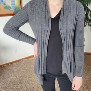 Prive Cashmere 100%, Women’s Gray Ribbed Cardigan, Size Small